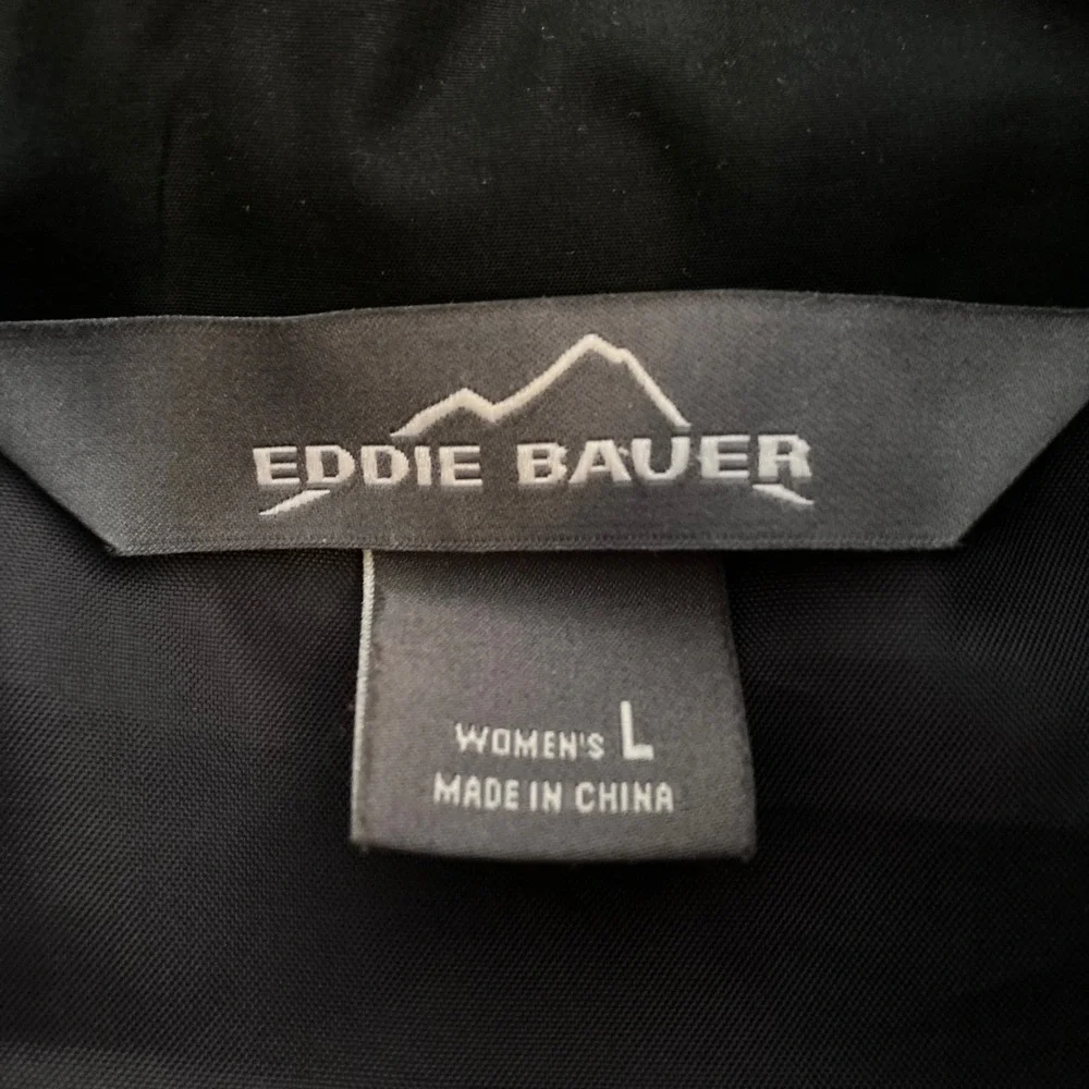 Eddie Bauer Jacket Womens L Black Quilted Puffer Full Zip Mock Neck Lightweight - Picture 5 of 14